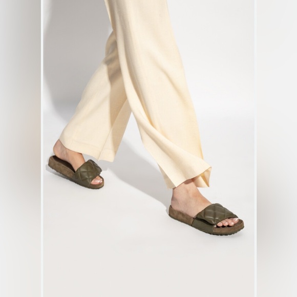 Birkenstock Shoes - Birkenstock  NWB 1774 'Sylt Padded' Leather Slides Women's Green